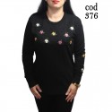 Bluza Aura, cod 376, din tricot fin, culoarea negru
