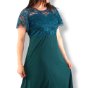 Rochie eleganta Liza, cu dantela, pentru evenimente si  ocazii speciale, culoare verde-turcoaz