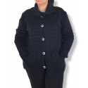 Jacheta Lena, tip Cardigan tricotat, culoare negru, cu buzunare si nasturi, model clasic