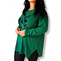 Bluza dama, cod 249, model 2, marime mare culoare verde imprimeu catifelat