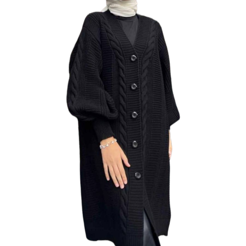 Jacheta Emy, tip Cardigan tricotat pentru femei, culoare negru, oversize, marime mare, inchidere cu nasturi Acum la 239,00 le...
