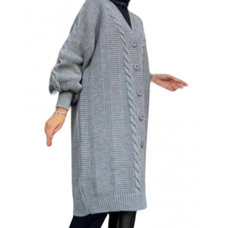 Jacheta Emy, tip Cardigan tricotat pentru femei, culoare gri, oversize, marime mare, inchidere cu nasturi Acum la 189,00 lei ...