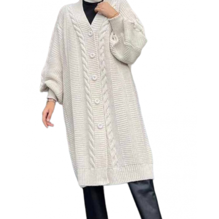 Jacheta Emy, tip Cardigan tricotat pentru femei, culoare alb, oversize, marime mare, inchidere cu nasturi Acum la 239,00 lei ...