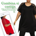 Bluza Ionela, model 2, pachet 2 culori: negru si rosu, de vara, pentru femei, marimi mari